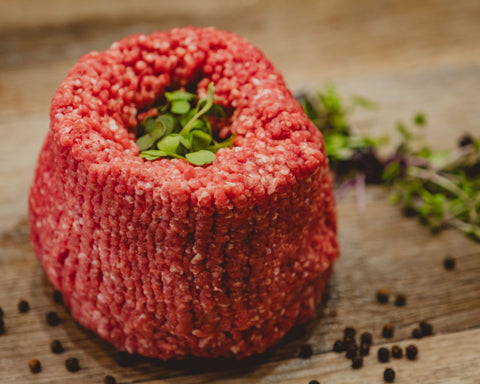 Marsh Butcheries Lean grass-fed fine ground beef. 500g and 1kg portions.