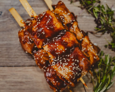 Marsh Butcheries Chicken thigh fillets wrapped in smokey bacon with hickory and honey sauce.